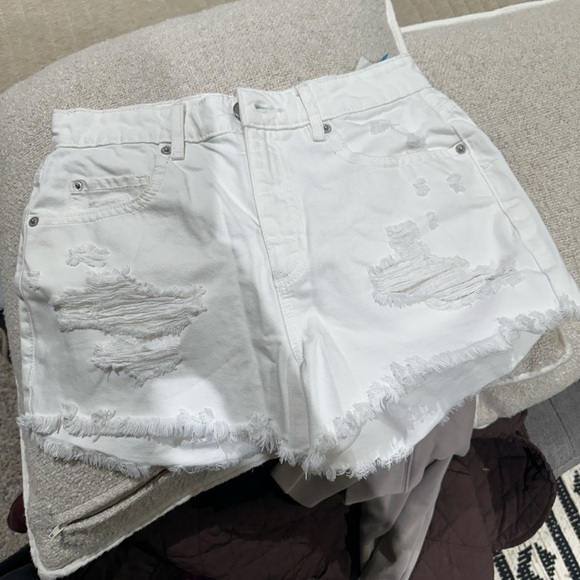 Garage Pants - White Distressed Denim Shorts